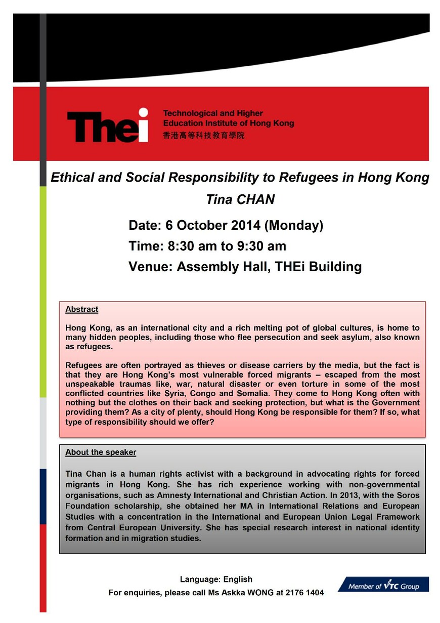 Ethical and Social Responsibility to Refugees in Hong Kong